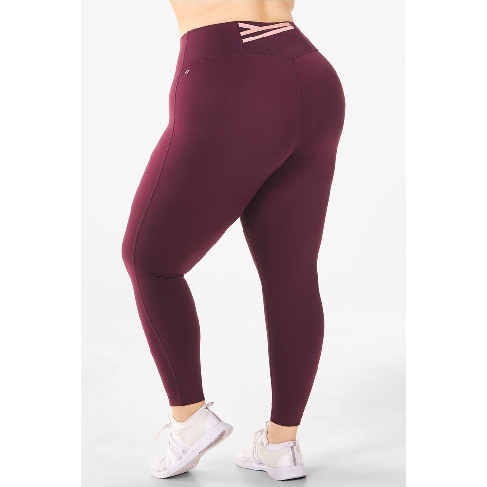 Fabletics Burgundy High Waisted Leggings Trinity Motion365® Womens 3X Plum